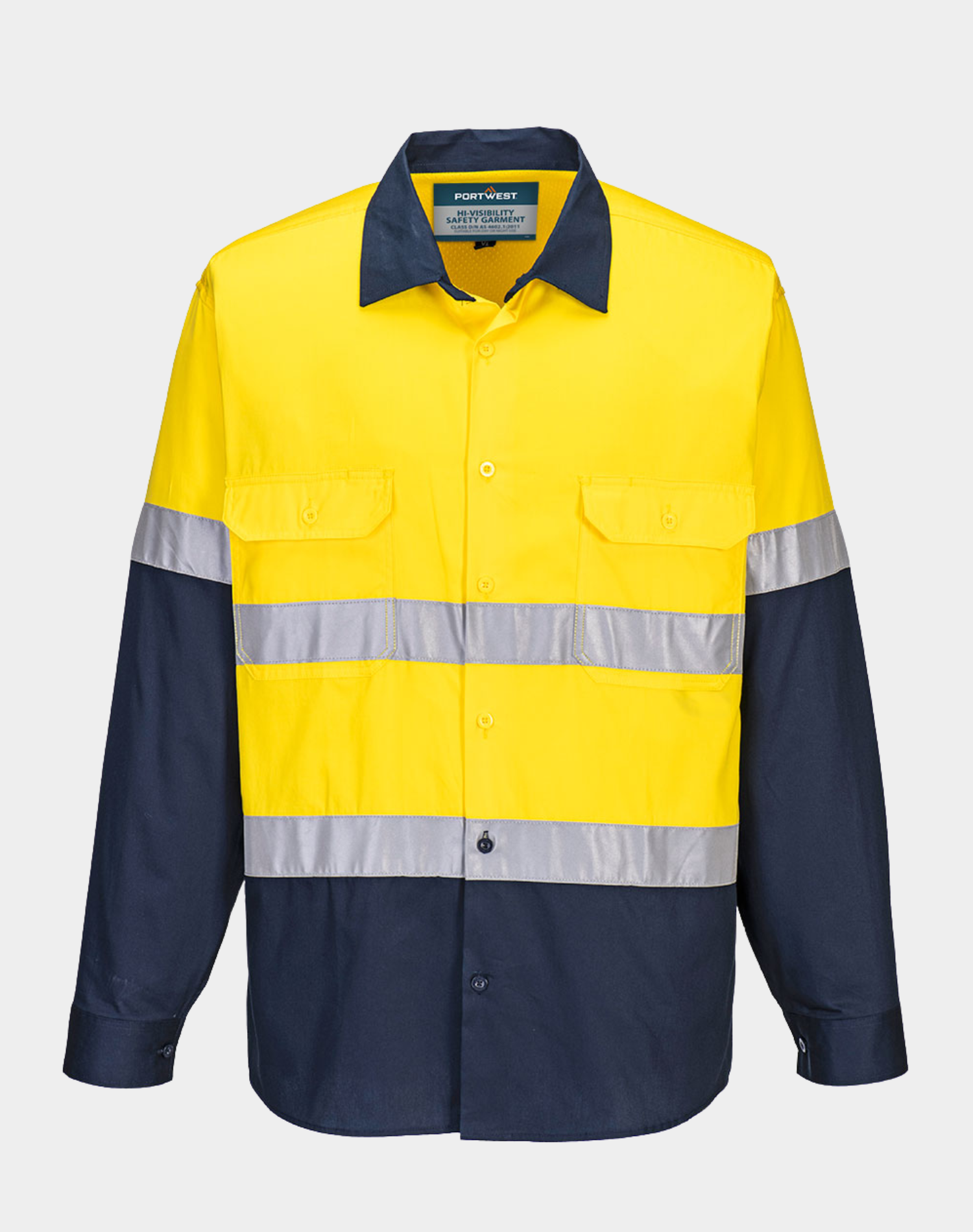 MA801 - Chemise avec bandes rétroréfléchissantes Portwest, Jaune/Navy
