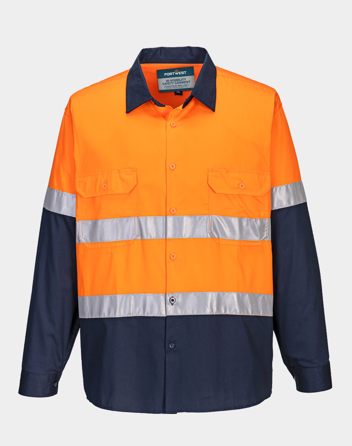 MA801 - Chemise avec bandes rétroréfléchissantes Portwest, Orange/Navy