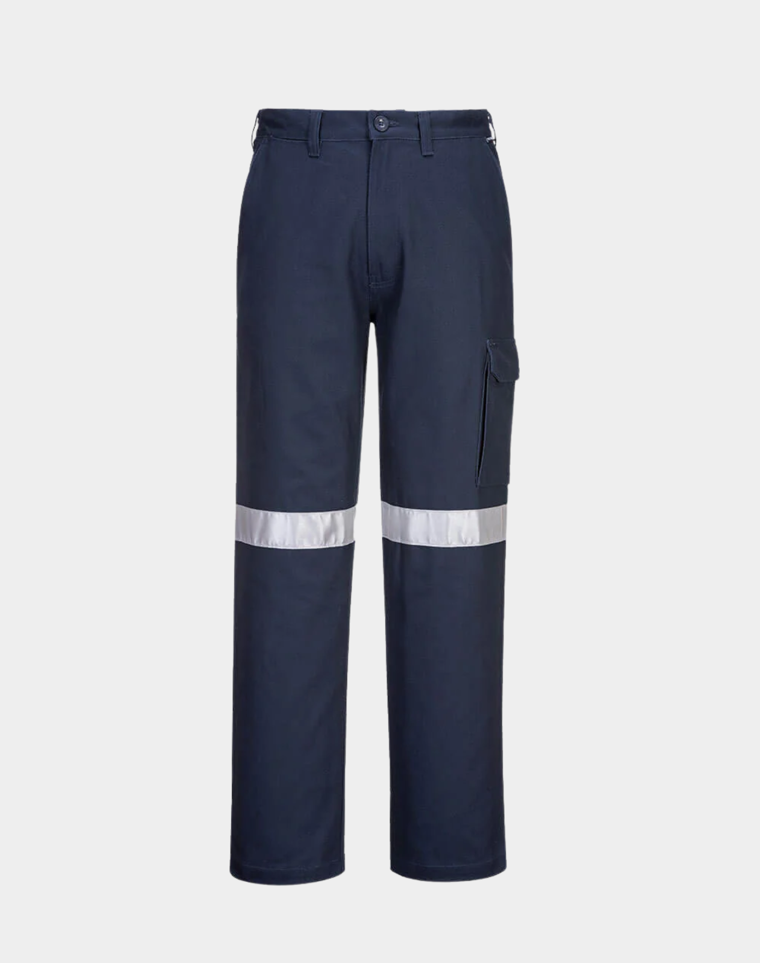 Pantalon de travail Portwest , 100% coton bleu navy + bande réfléchissante